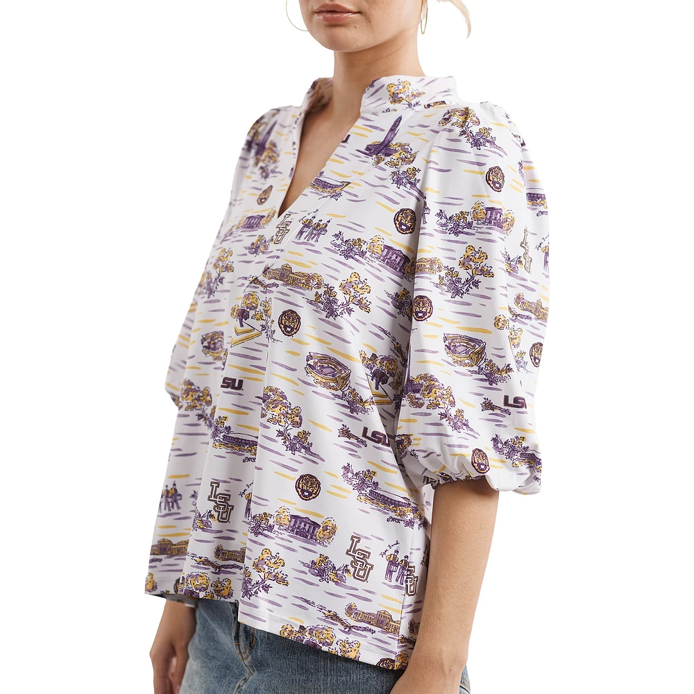 Haut Eliza blanc/violet pour femme de la collection Tailgate des LSU Tigers