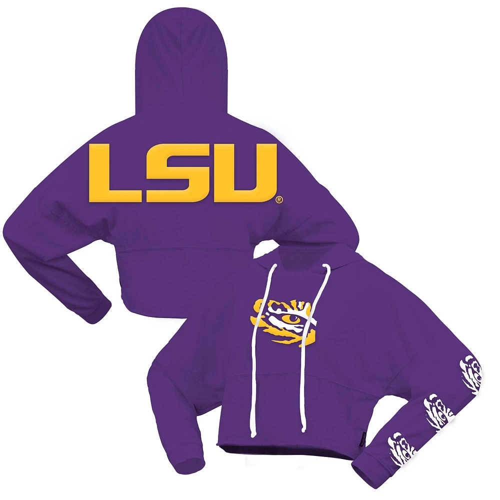 Sweat à capuche court surdimensionné violet LSU Tigers pour femme Spirit Jersey