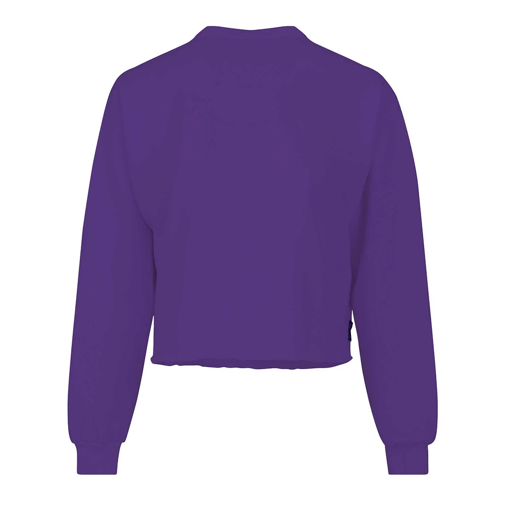 Women's Spirit Jersey Purple LSU Tigers Slouchy Cropped Long Sleeve T-Shirt