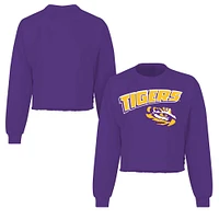 Women's Spirit Jersey Purple LSU Tigers Slouchy Cropped Long Sleeve T-Shirt