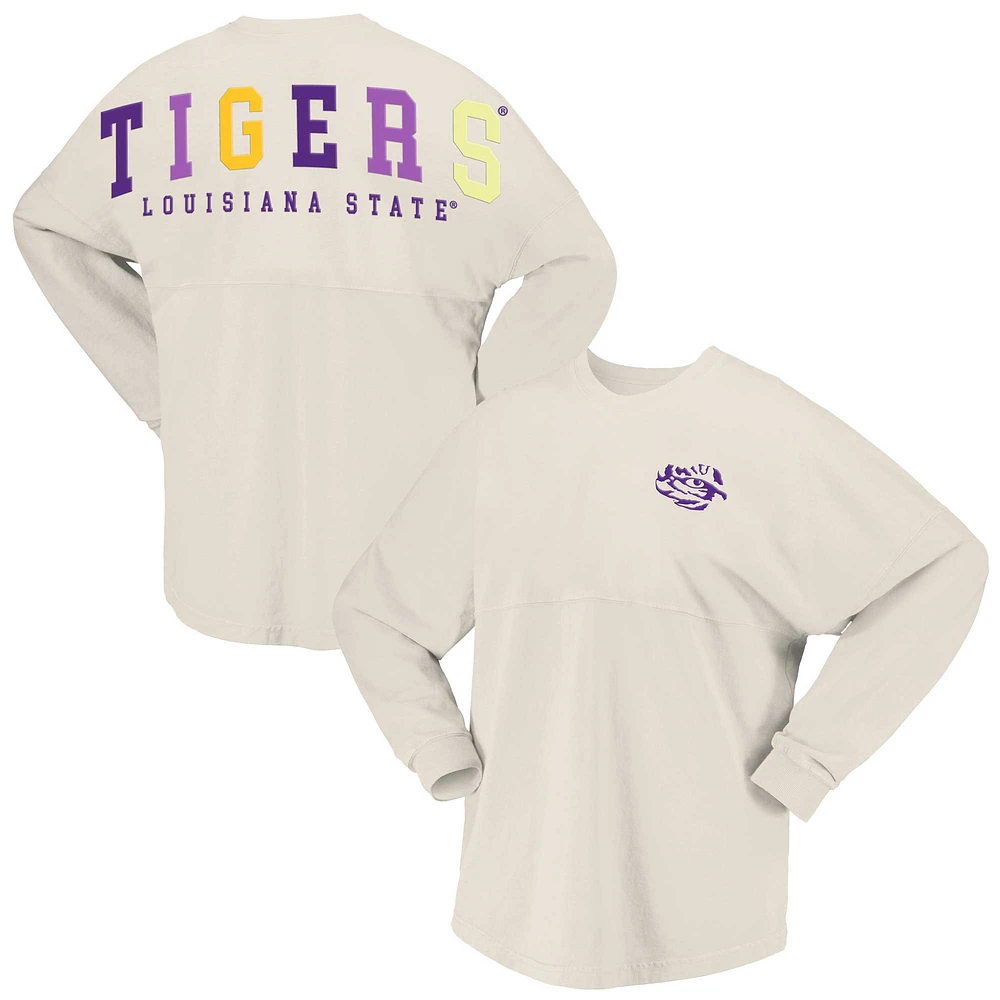 T-shirt à manches longues Spirit Jersey Tan LSU Tigers Rainbow Arch pour femmes