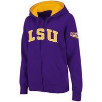 Women's Stadium Athletic Purple LSU Tigers Arched Name Full-Zip Hoodie