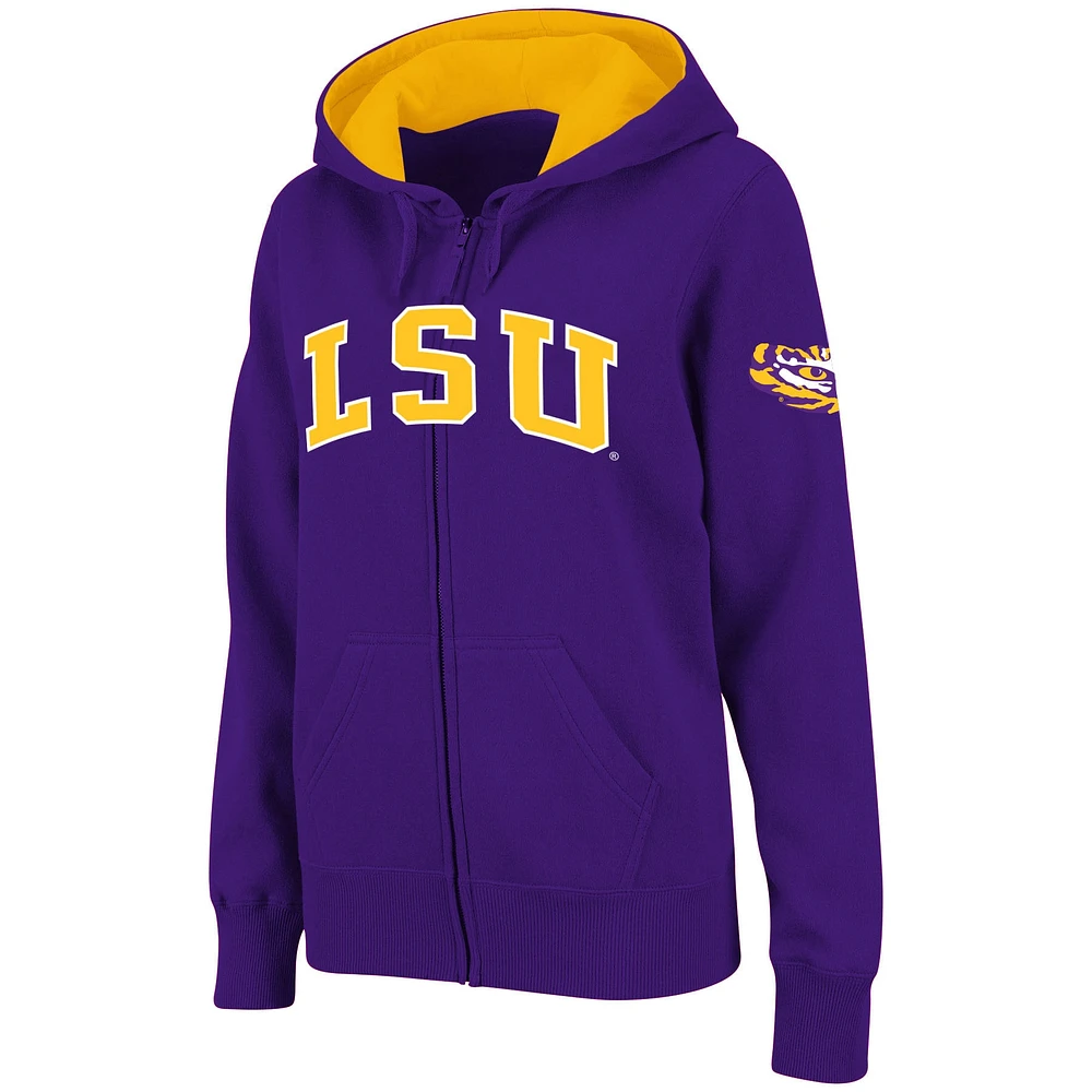 Sweat à capuche entièrement zippé pour femmes Stadium Athletic Purple LSU Tigers Arched Name