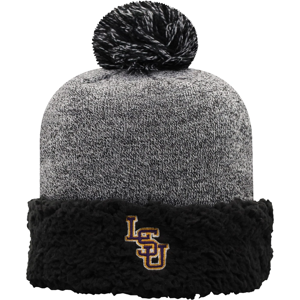 Bonnet en tricot à revers LSU Tigers Top of the World noir pour femmes avec pompon