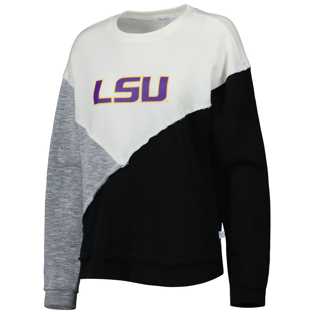 Women's Touch Cream/Black LSU Tigers Star Player Pieced Pullover Sweatshirt