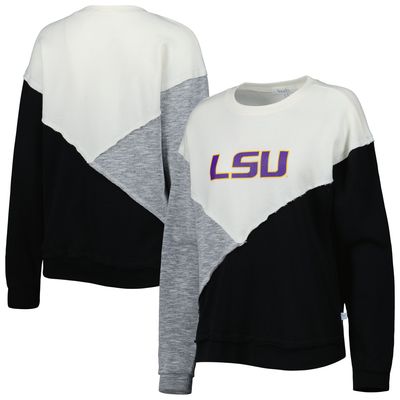 Women's Touch Cream/Black LSU Tigers Star Player Pieced Pullover Sweatshirt