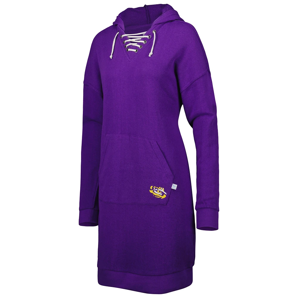 Women's Touch Purple LSU Tigers Quick Pass Lace-Up V-Neck Hoodie Dress