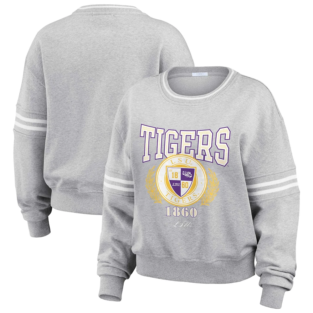 Pull à rayures classiques LSU Tigers Heather Gray pour femme WEAR by Erin Andrews