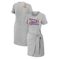 Robe T-shirt nouée WEAR by Erin Andrews gris chiné LSU Tigers pour femme