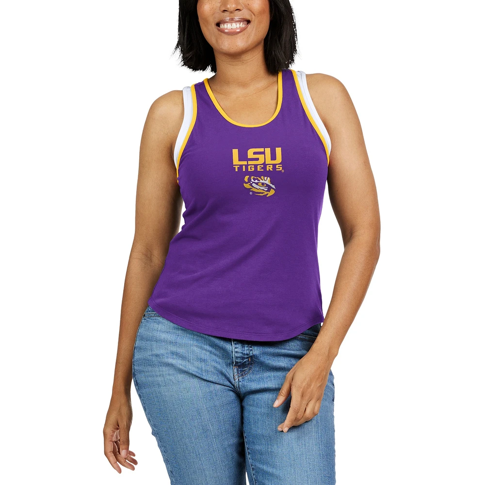 WEAR by Erin Andrews Débardeur violet LSU Tigers à trou ouvert et dos razor pour femmes