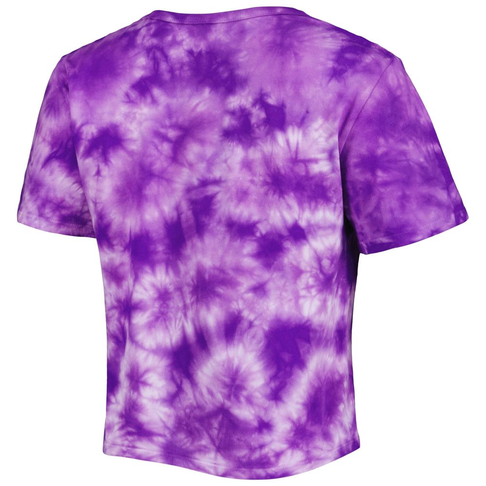 Women's ZooZatz Purple LSU Tigers Cloud-Dye Cropped T-Shirt