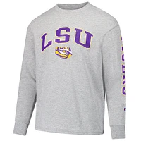 T-shirt à manches longues gris avec logo vieilli LSU Tigers Champion des jeunes