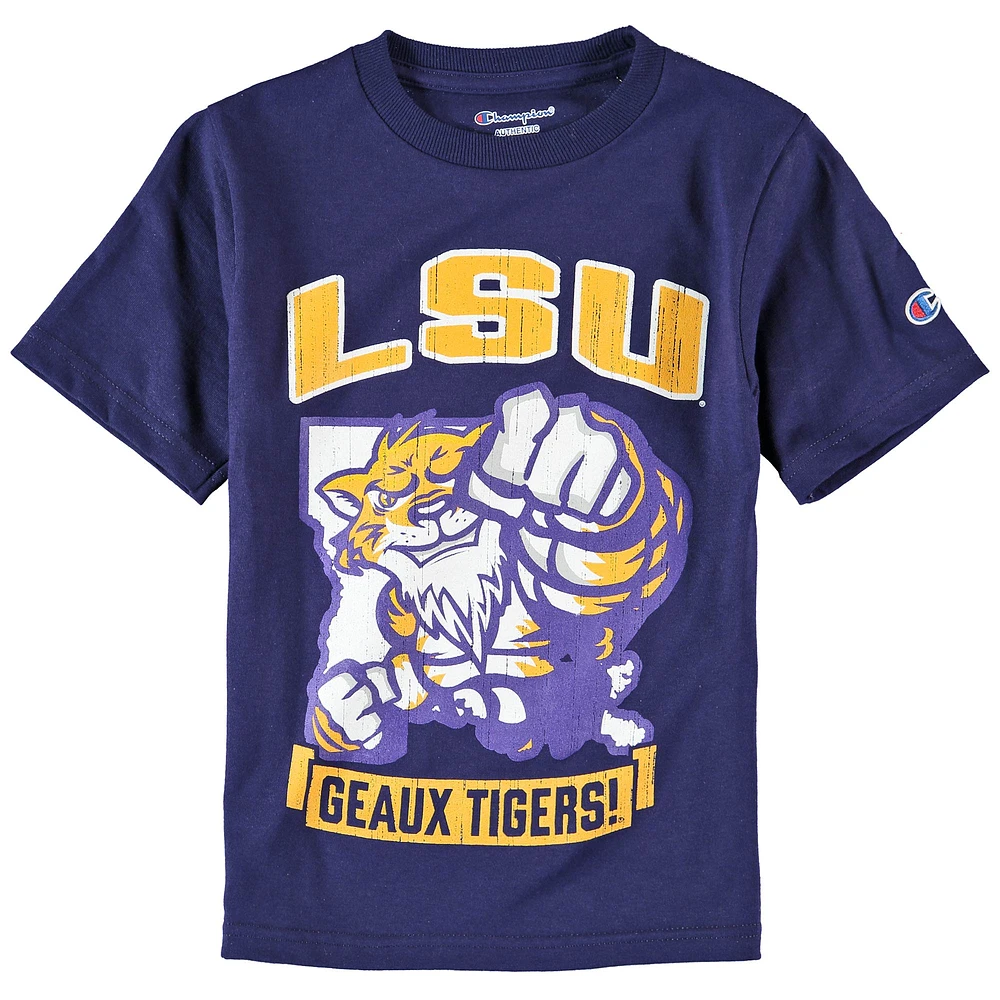 T-shirt violet LSU Tigers, mascotte forte du champion des jeunes