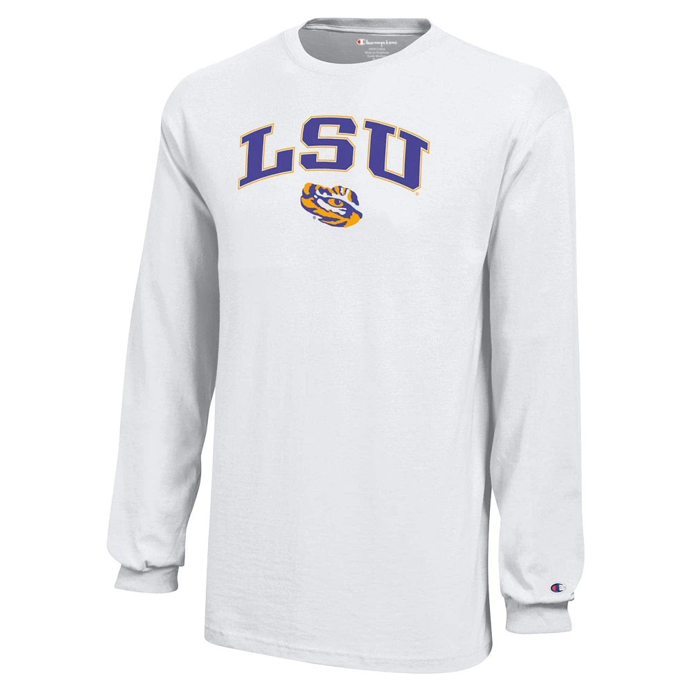 Youth Champion White LSU Tigers Arch Over Logo Long Sleeve T-Shirt