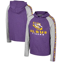 T-shirt à capuche manches longues et pour jeunes Colosseum Purple LSU Tigers Ned Raglan