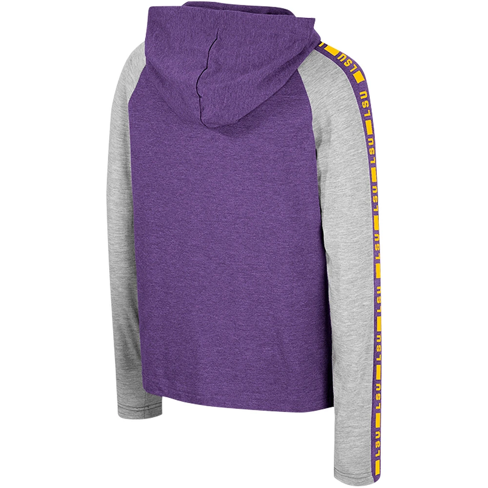 T-shirt à capuche manches longues et pour jeunes Colosseum Purple LSU Tigers Ned Raglan