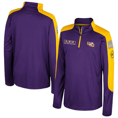 Coupe-vent zippé Cyclone à quart de tour pourpre Youth Colosseum LSU Tigers OHT Military Appreciation