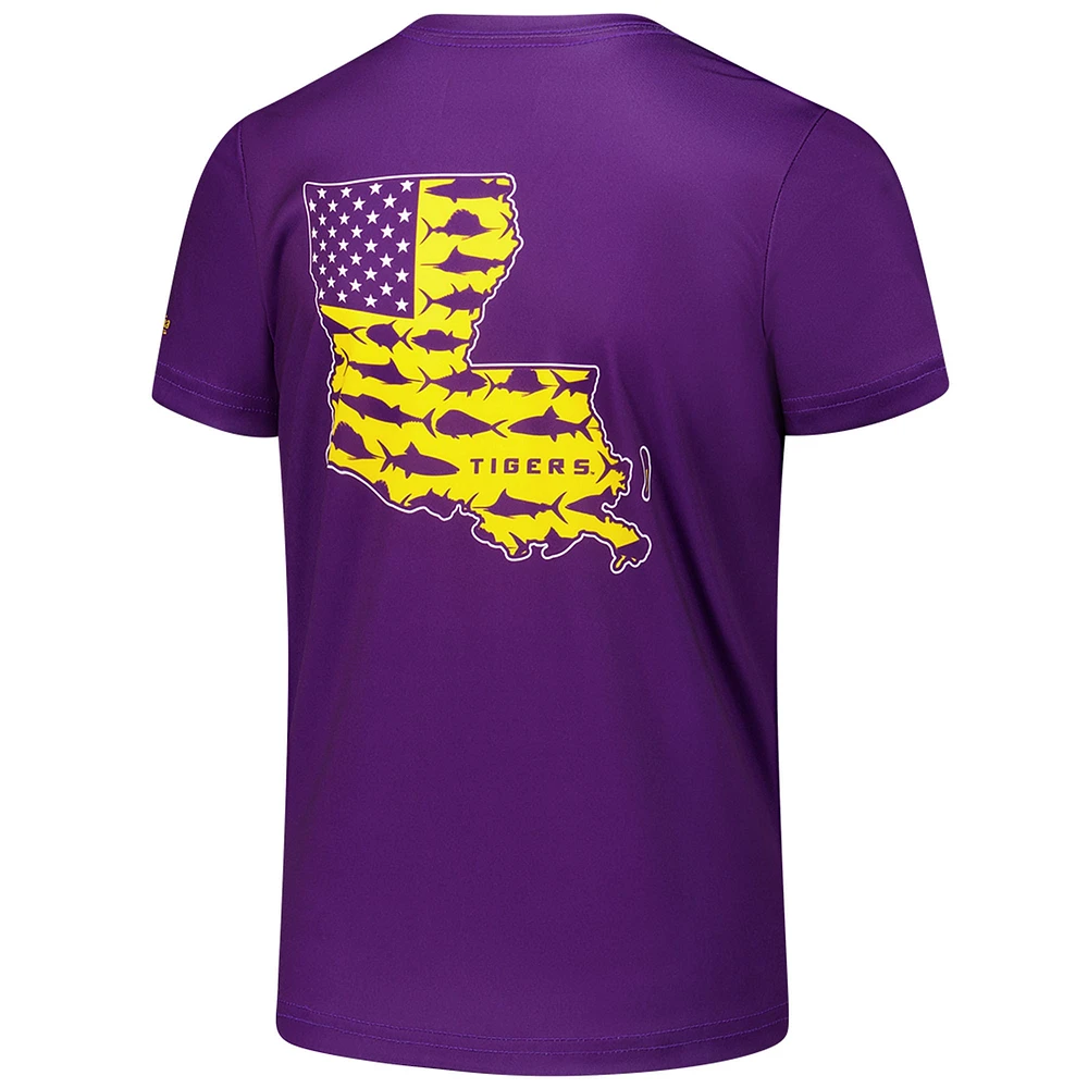 T-shirt Omni-Shade violet pour jeunes Columbia LSU Tigers Terminal Tackle