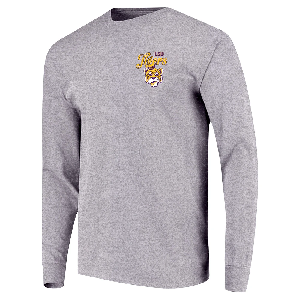 Youth Gray LSU Tigers Retro Script Long Sleeve T-Shirt