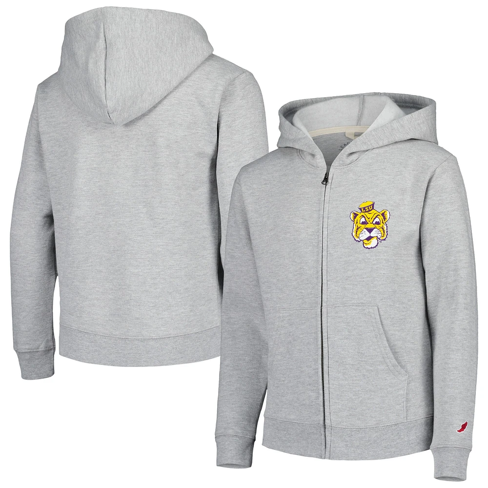 Youth League Collegiate Wear Sweat à capuche entièrement zippé LSU Tigers gris chiné