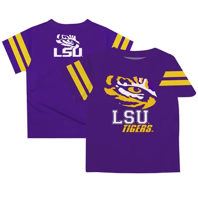 LSU Tigers Youth Team Logo Stripes T-Shirt - Purple