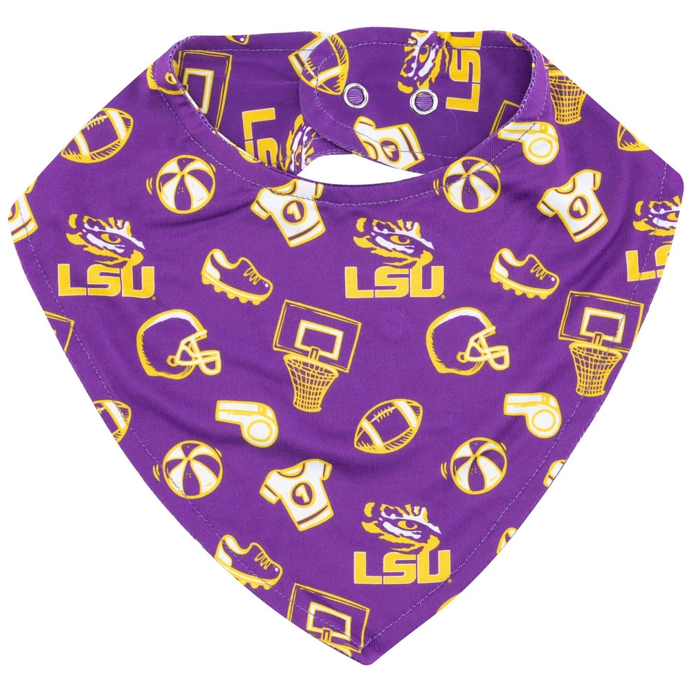 ZooZatz Purple LSU Tigers All Over Print Baby Bib