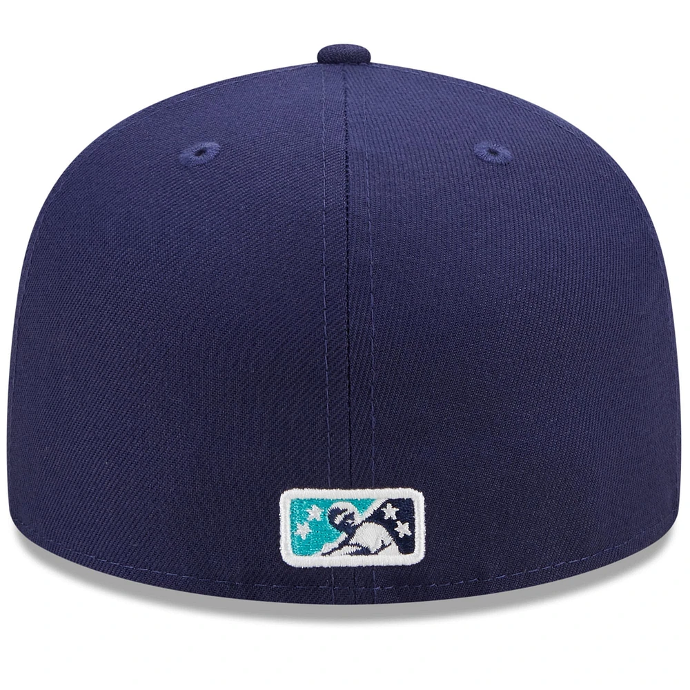 Men's New Era White/Navy Lynchburg Hillcats Marvel x Minor League 59FIFTY Fitted Hat