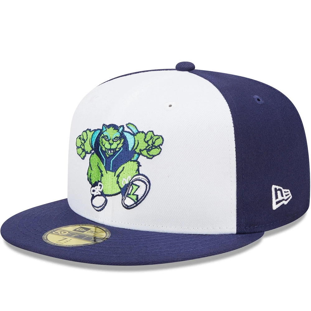 Men's New Era White/Navy Lynchburg Hillcats Marvel x Minor League 59FIFTY Fitted Hat