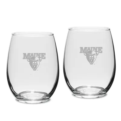 Maine Black Bears 2-Piece 15oz. Stemless Wine Glass Set