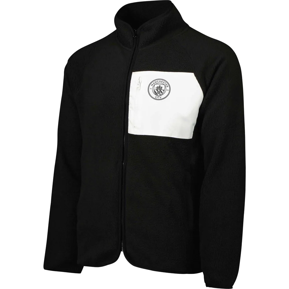 Men's Black Manchester City Pile Raglan Full-Zip Jacket