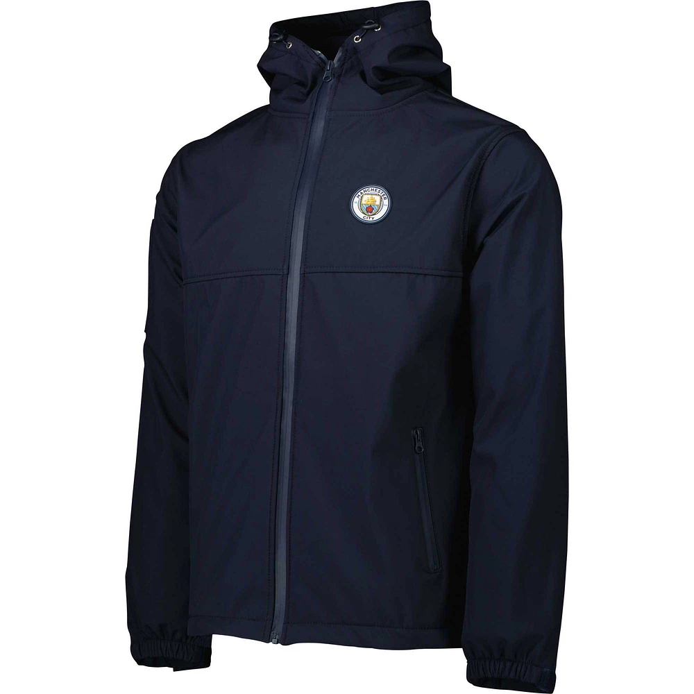 Veste à capuche noire trois couches entièrement zippée Manchester City