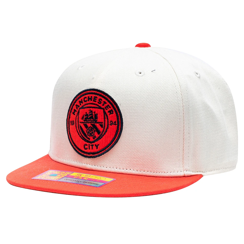 Men's Fan Ink  White/Orange Manchester City Wander Snapback Hat