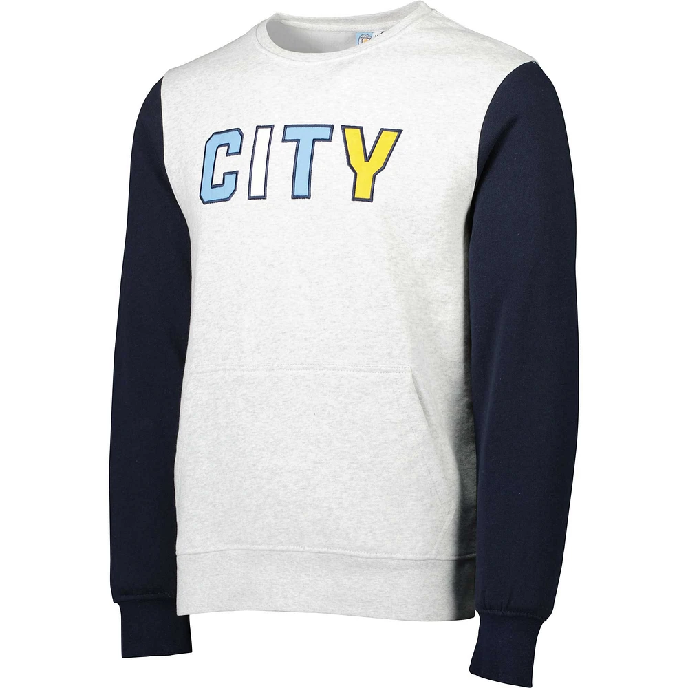 Men's Gray/Navy Manchester City Kangaroo Pullover Sweatshirt