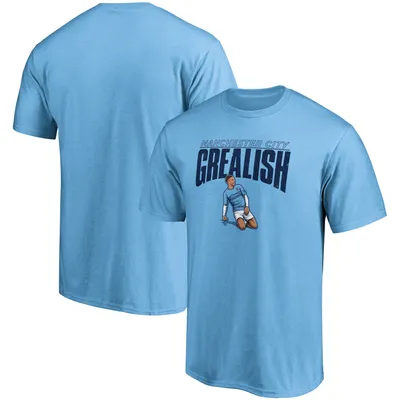 Jack Grealish Manchester City Player Graphic T-Shirt - Sky Blue