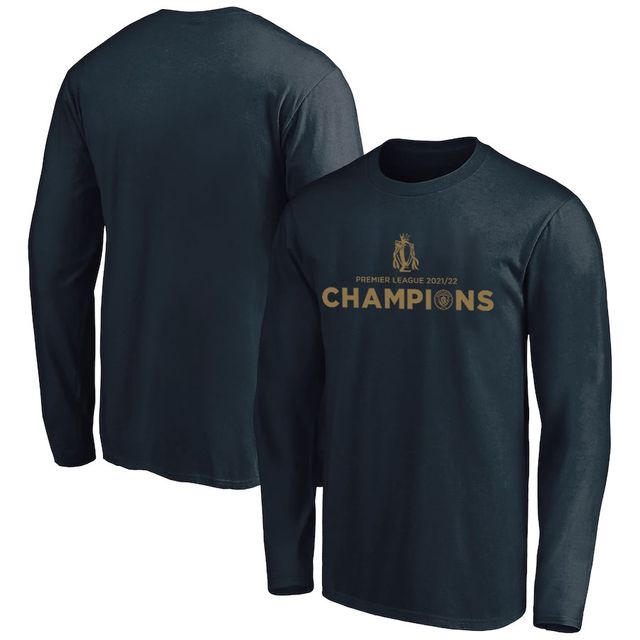 T-shirt à manches longues bleu marine Manchester City 2021/22 Premier League Champions Homme