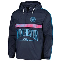 Veste Homme Bleu Marine Manchester City Anorak À Capuche Demi-Zip