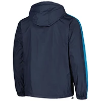 Veste Homme Bleu Marine Manchester City Anorak À Capuche Demi-Zip