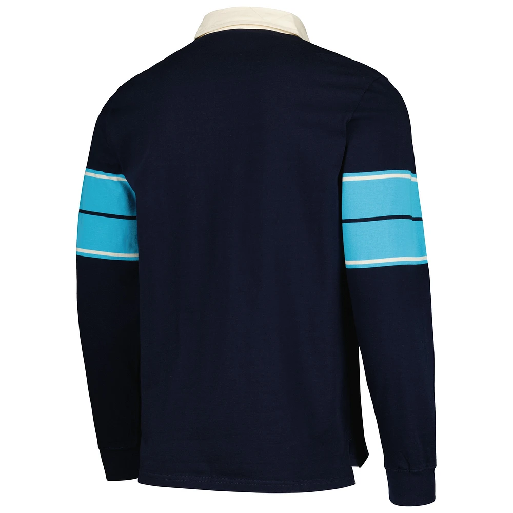 Men's Navy Manchester City Heavyweight Long Sleeve Rugger Polo