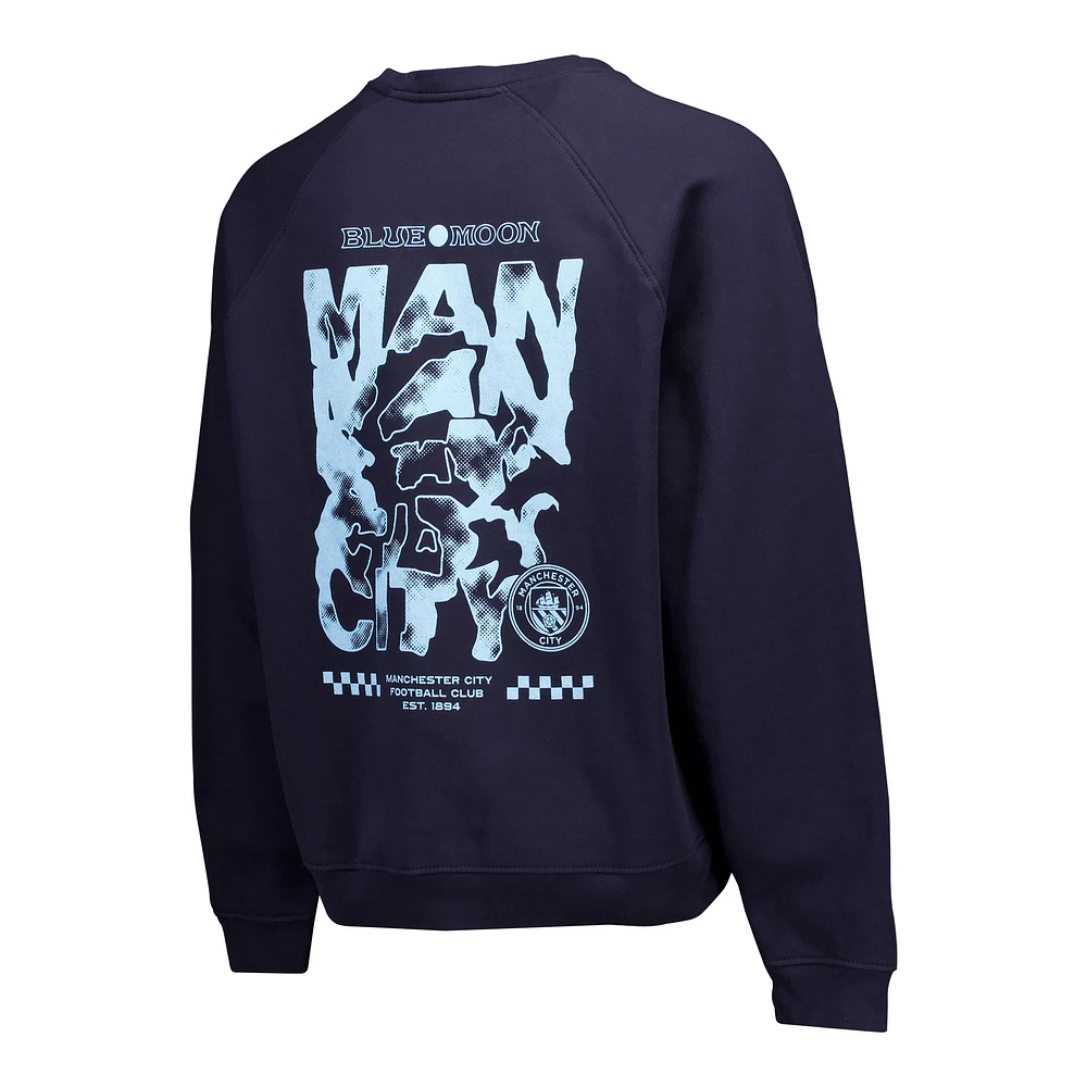 Men's Navy Manchester City Oversized Raglan Pullover Sweatshirt