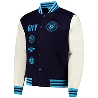 Men's Navy Manchester City Supporter's Full-Snap Varsity Jacket