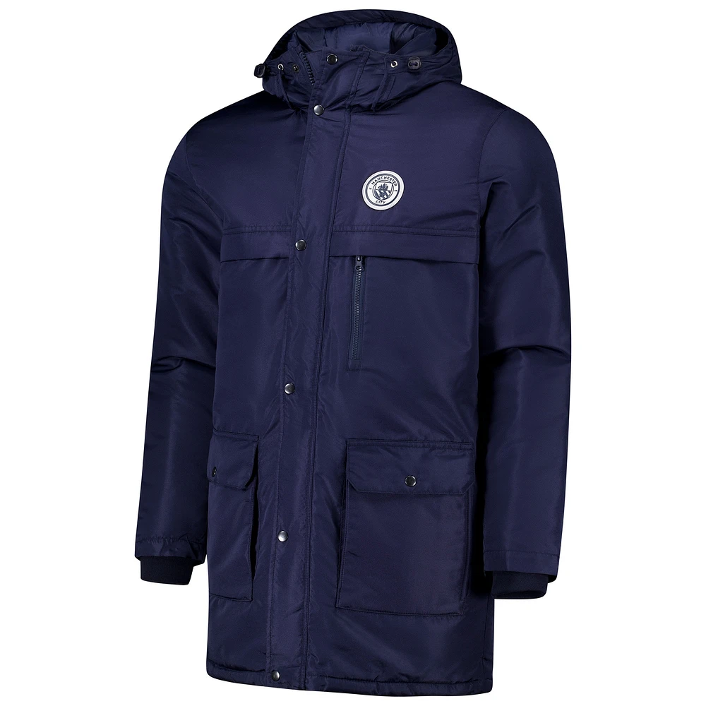 Men's Navy Manchester City Winter Field Park Full-Zip Hooded Jacket