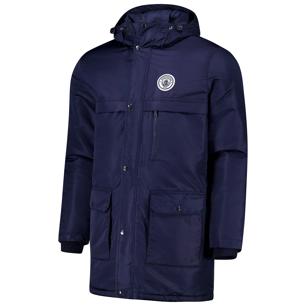 Veste à capuche zippée bleu marine pour homme Manchester City Winter Field Park