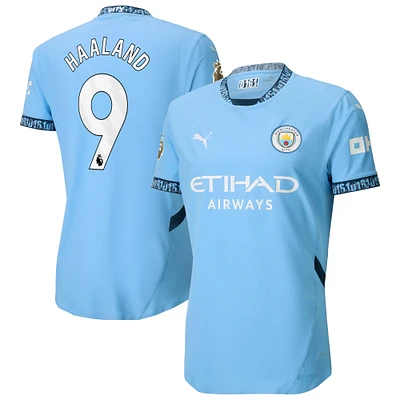 Maillot de joueur authentique Puma Erling Haaland Manchester City 2024/25 domicile bleu clair pour homme