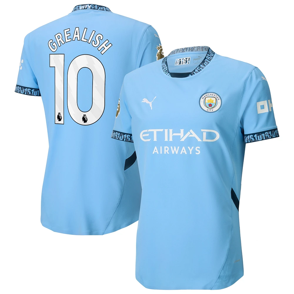 Maillot de joueur authentique Puma Jack Grealish pour homme, bleu clair, Manchester City 2024/25 domicile