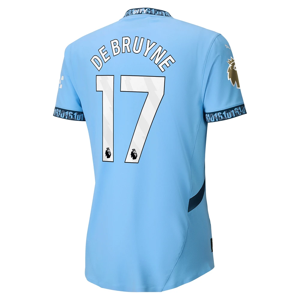 Maillot De joueur authentique Puma Kevin Bruyne pour homme, bleu clair, Manchester City 2024/25 domicile