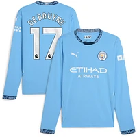 Men's Puma Kevin De Bruyne Light Blue Manchester City 2024/25 Home Replica Long Sleeve Player Jersey