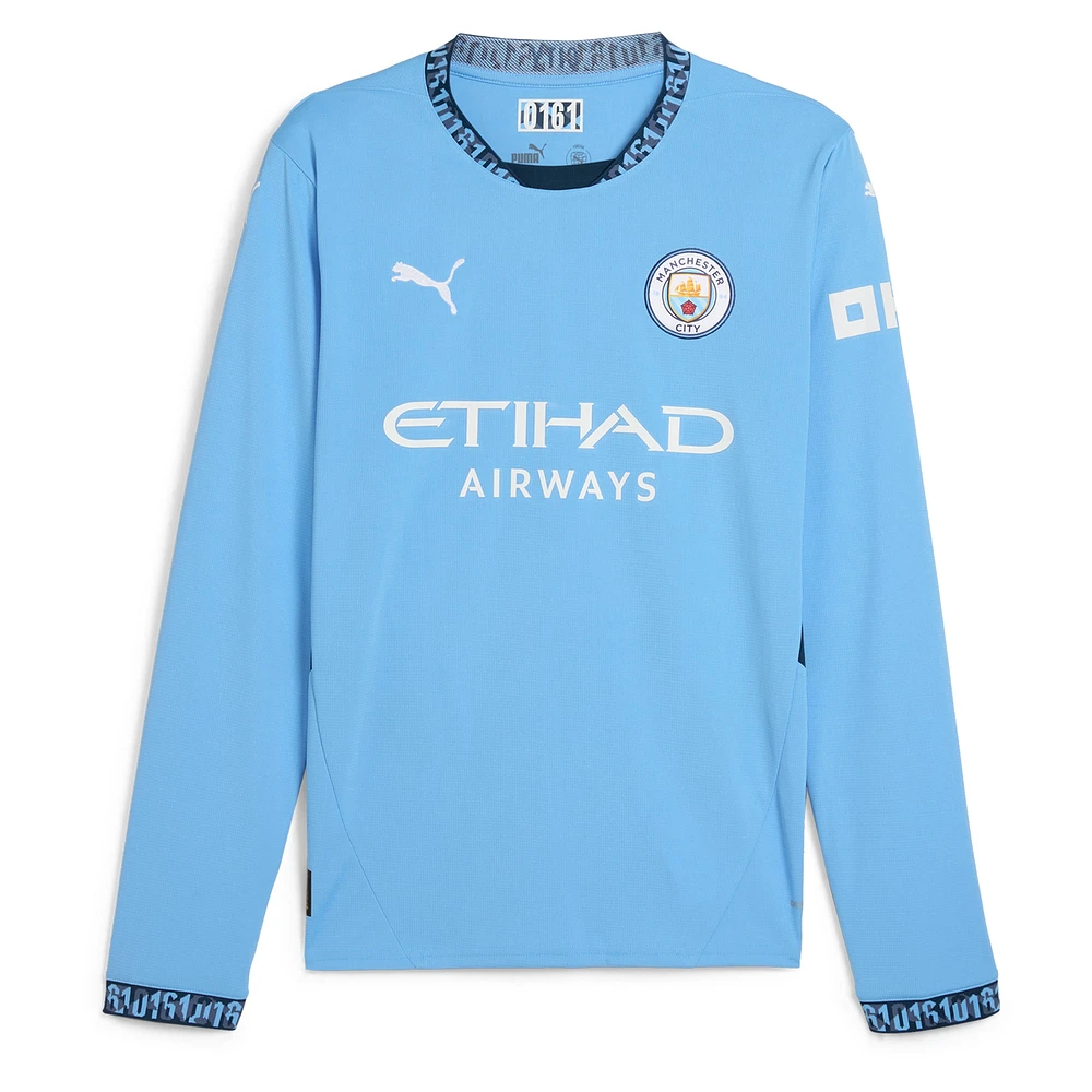 Men's Puma Kevin De Bruyne Light Blue Manchester City 2024/25 Home Replica Long Sleeve Player Jersey