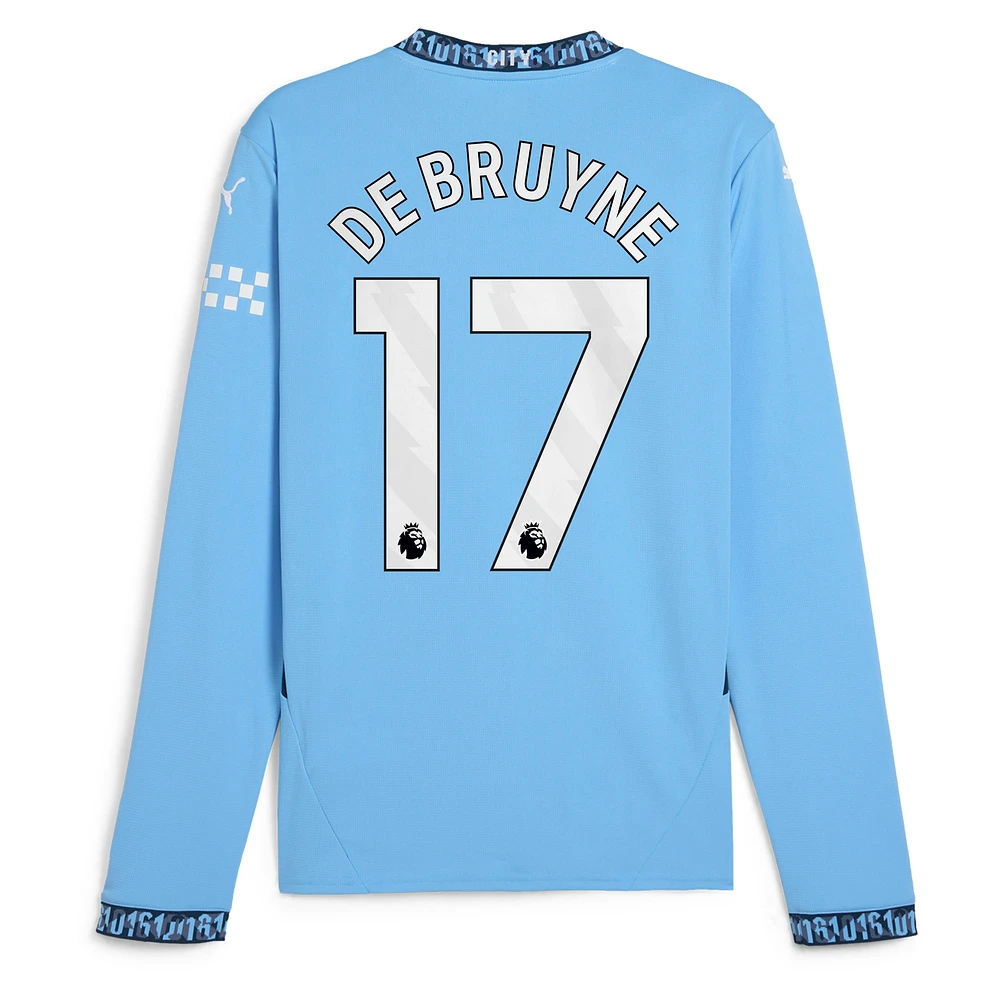 Men's Puma Kevin De Bruyne Light Blue Manchester City 2024/25 Home Replica Long Sleeve Player Jersey