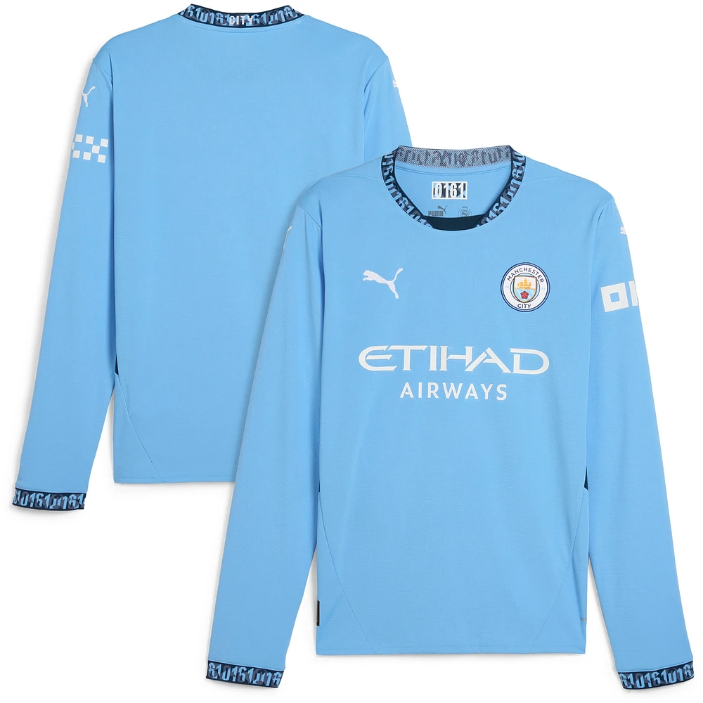 Men's Puma Light Blue Manchester City 2024/25 Home Replica Long Sleeve Jersey