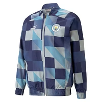 Veste d'Avant-Match à Fermeture Éclair Intégrale Manchester City 2022/23 Puma Bleu Marine/Gris Homme